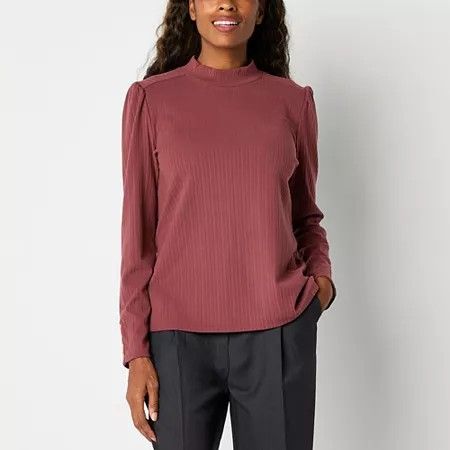 Photo 1 of Liz Claiborne Womens Mock Neck Long Sleeve Blouse, Large,