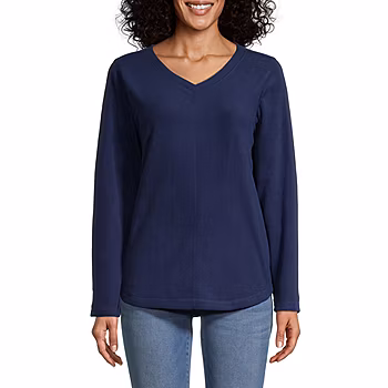 Photo 1 of St. John's Bay Polar Fleece Womens V Neck Long Sleeve Sweatshirt Large