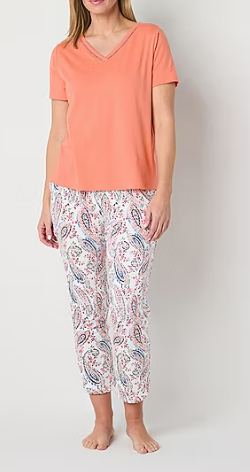 Photo 1 of Petite XXL Liz Claiborne Womens V-Neck Short Sleeve 2-pc. Pajama Sets