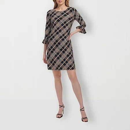 Photo 1 of Marc New York Womens 3/4 Sleeve Plaid Shift Dress, 16, Multiple Colors