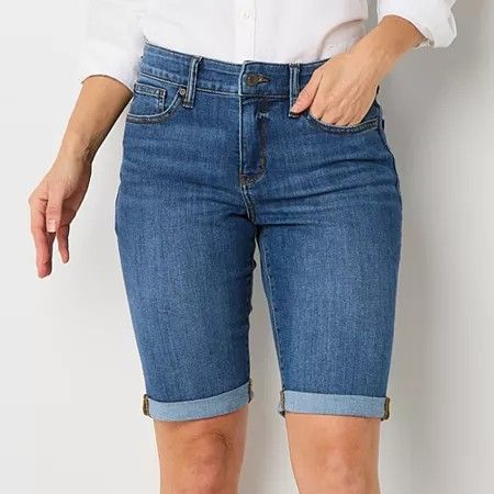 Photo 1 of St. John's Bay Womens 11" Mid Rise Bermuda Short, 6, Blue
