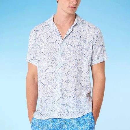 Photo 1 of Endless Summer Striped Swim Shirt, Large, White
