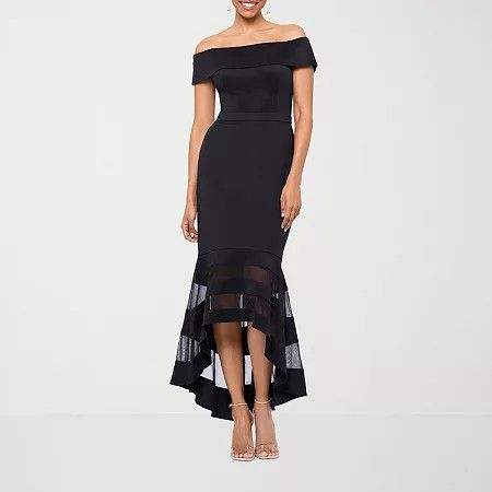 Photo 1 of DJ Jaz Off the Shoulder Womens Short Sleeve MIDI Evening Gown, 12, Black