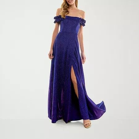 Photo 1 of City Triangle Off the Shoulder Womens Sleeveless a-Line Dress Juniors, 9, Blue