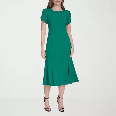 Photo 1 of Marc New York Womens Short Sleeve MIDI Fit + Flare Dress, 12, Green