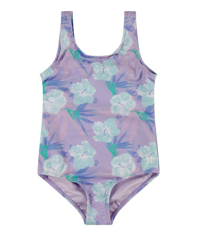 Photo 1 of Hurley Big Girls Floral One Piece Swimsuit, Medium, Purple
