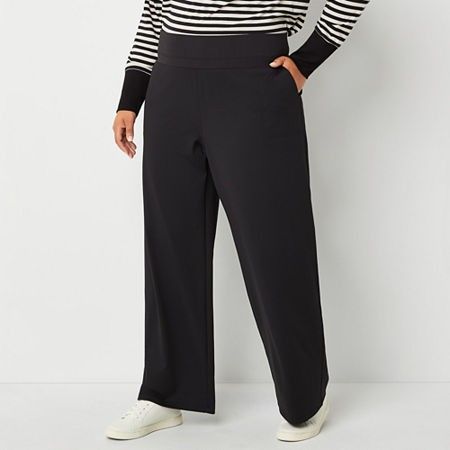 Photo 1 of Stylus Womens Wide Leg High Rise Regular Fit Plus Pull-on Pant, 2x, Black
