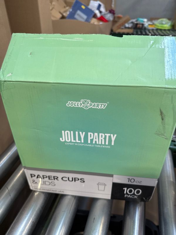 Photo 1 of JOLLY PARTY [100 Pack] 10 oz Paper Coffee Cups, Disposable Paper Coffee Cup with Lids, Hot/Cold Beverage Drinking Cup for Water, Juice or Tea, Suitable for Home, Shops and Cafes