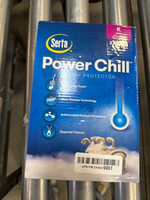 Photo 1 of Serta Power Chill Cooling Pillow Protectors, Stain Resistant and Zippered Pillow Protector, Protects Pillow from Dust and Dirt, King, White, 2 Count ( Pack of 1)