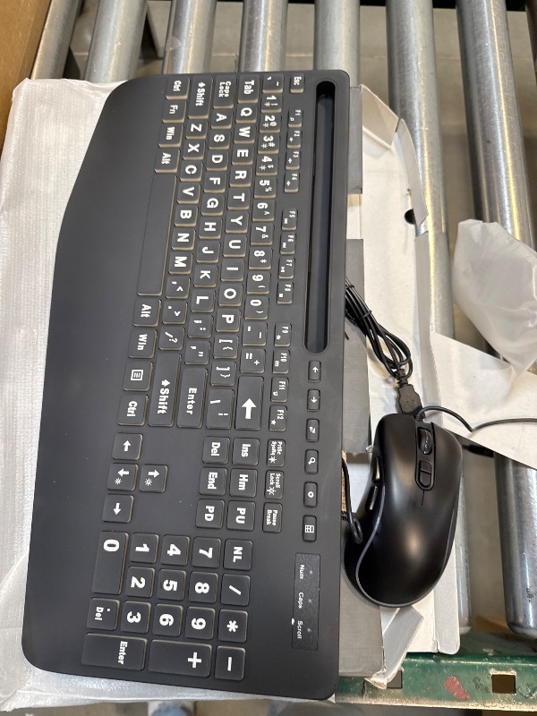 Photo 1 of Keyboard and Mouse Combo Wired, Large Print Computer Keyboards with Wrist Rest, Lighted RGB Backlit Keyboard Easy to See, Ergonomic Light Up USB Keyboard Set for PC, Windows, Laptop SABLUTE