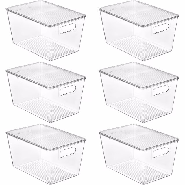 Photo 1 of 6 Pack Clear Stackable Storage Bins with Lids
