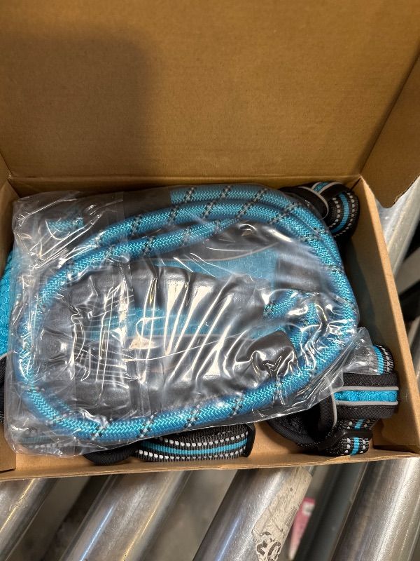 Photo 1 of tobeDRI No Pull Dog Harness Adjustable Reflective Oxford Easy Control Medium Large Dog Harness with A Free Heavy Duty 5ft Dog Leash (L (Neck: 18"-25.5", Chest: 24.5"-33"), Blue Harness+Leash)