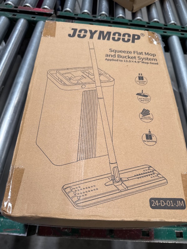 Photo 1 of JOYMOOP Mop and Bucket with Wringer Set for Home, Flat Mop and Bucket System, Mops for Floor Cleaning and Wall Cleaner, with 3 Reusable Microfiber Mop Pads