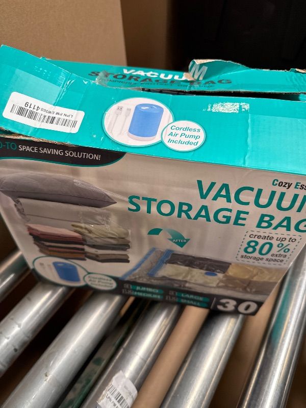 Photo 1 of Vacuum Storage Bags with Electric Pump, 30 Pack (3 Jumbo/3 Large/12 Medium/12 Small) Vacuum Seal Space Saver Bags for Clothing, Pillows, Blanket, Bedding, Comforters