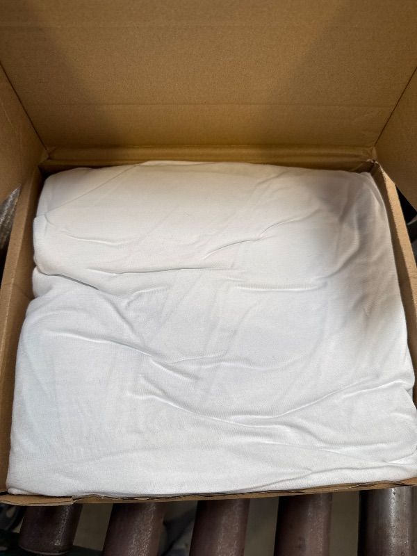 Photo 1 of Amazon Basics 4 Piece Bed Sheet Set, 100% Cotton Jersey, Includes Super Soft, Flat and Fitted Sheets, Pillowcase, Full, White, Solid