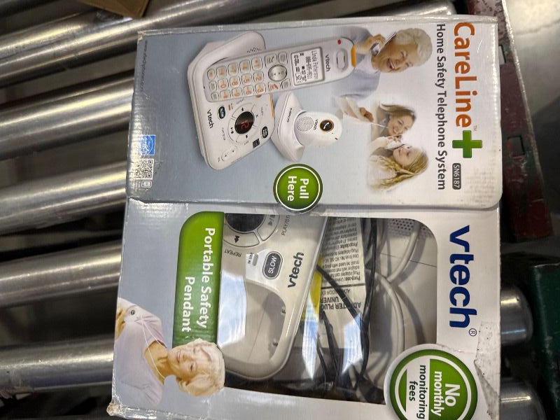 Photo 1 of VTech SN6187 CareLine Expandable Cordless Phone with Answering System and Accessory Portable Pendant, White