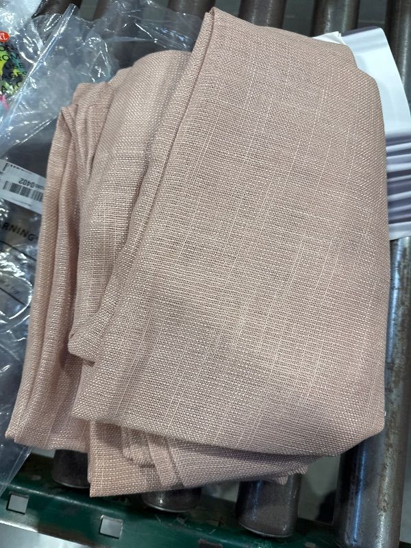 Photo 1 of HOMEIDEAS Blush Pink Linen Sheer Curtains, 84 Inches Long 2 Panels Textured Dusty Blush Semi Sheer Curtains Farmhouse Privacy Window Drapes for Bedroom Living Room