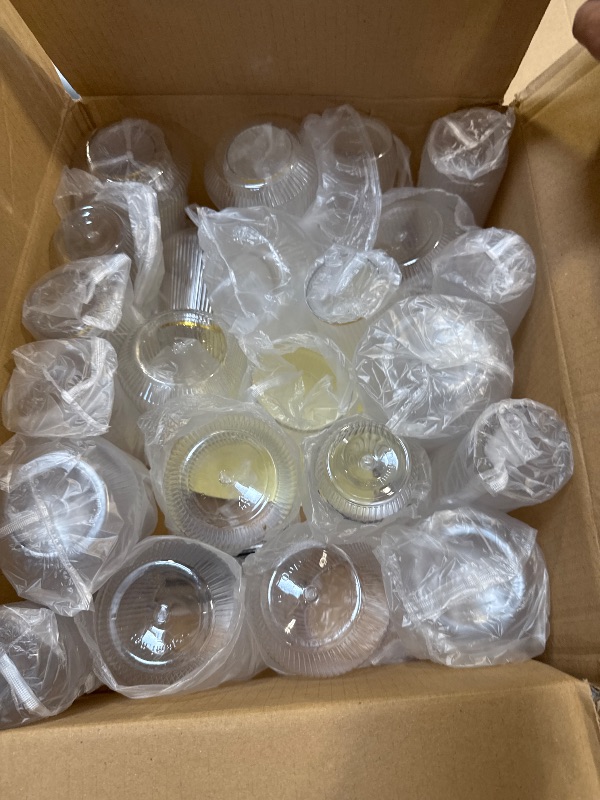 Photo 1 of 48 Pack Ribbed Origami Ripple Plastic Glasses, 24 9 Ounce Stemless Champagne Flutes & 24 12 Ounce Cups, BPA-Free Disposable Shatterproof Toasting Glasses for Weddings, Bars, and Events (Gold Rim)