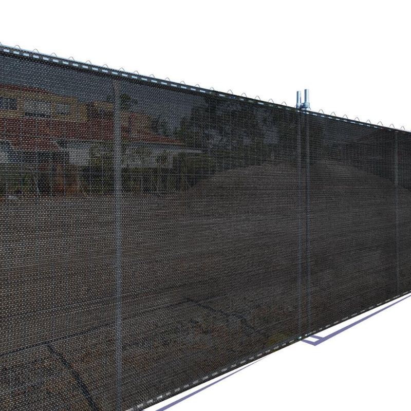 Photo 1 of 6 Ft. X 15 Ft. Black Privacy Fence Screen HDPE Fabric with Knitted Eyelets for Chain Link Garden Fence