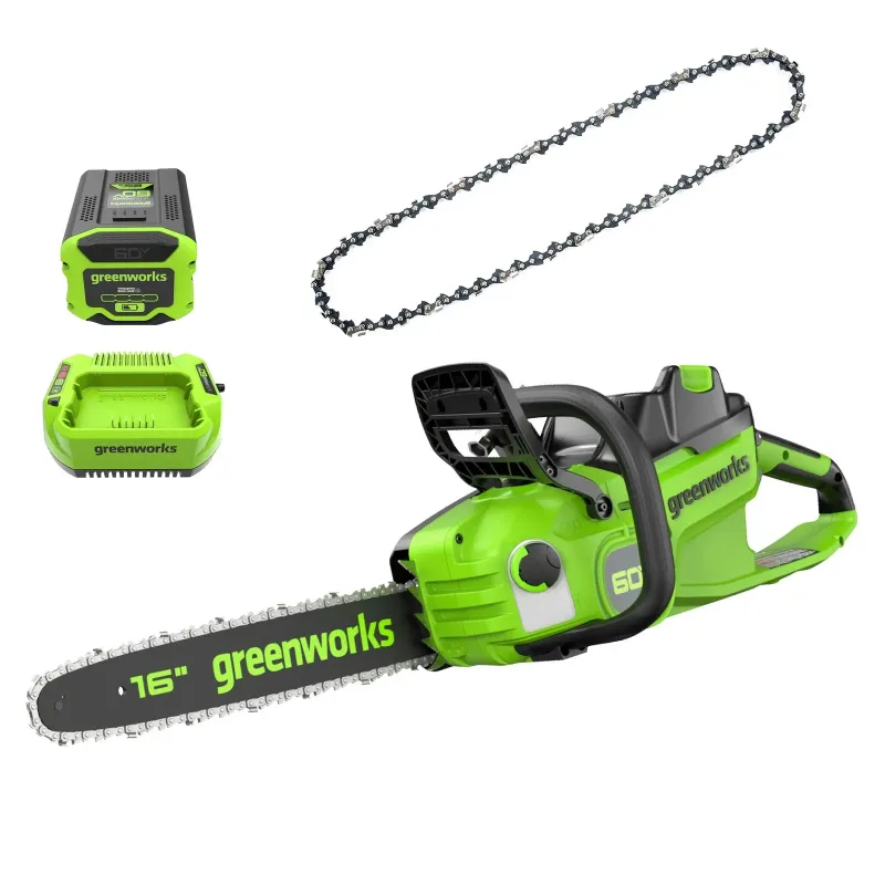 Photo 1 of Greenworks 60V 16 1.5kW Brushless Chainsaw with 2.5 Ah Battery & 3 Amp Charger + Bonus Chain