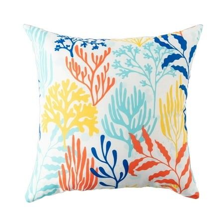 Photo 1 of Mainstays Coastal Corals Reversible Outdoor Throw Pillow 16 Inch Multi-color Novelty