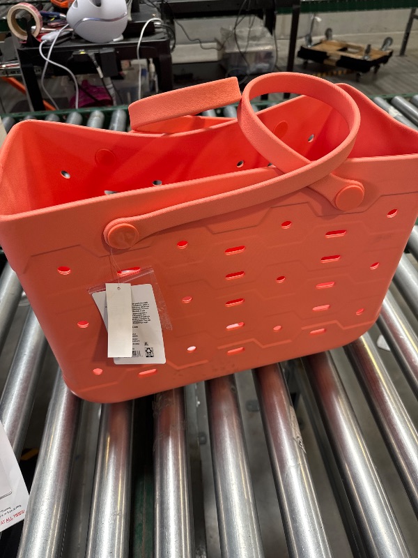 Photo 1 of Mainstays  Large Plastic Laundry Flex Tote, Melon Juice
