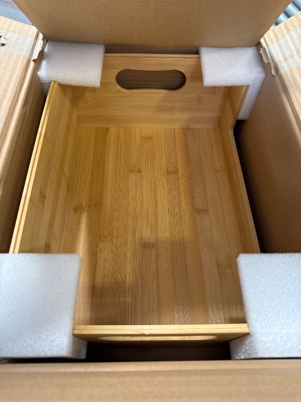 Photo 1 of The Home Edit Bamboo Open Front Medium 2 Piece Organizing Storage Bins Brown
