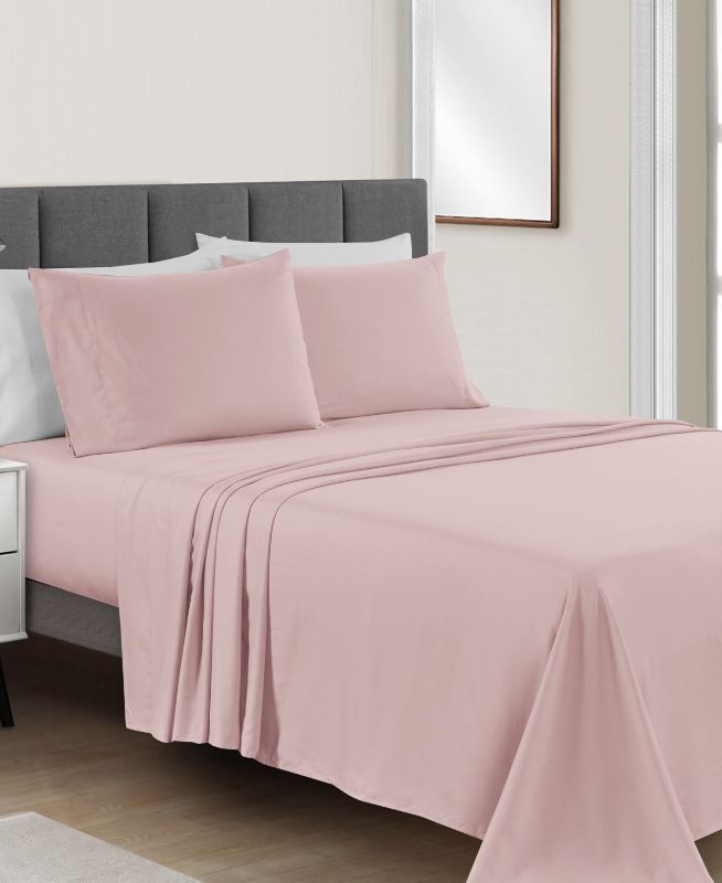 Photo 1 of Sunham Microfiber Easy Care Solid 4-Pc. Sheet Set, Full - Blush
