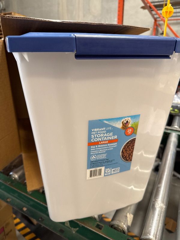 Photo 1 of Vibrant Life Plastic Pet Food Storage Container with Locking Lid 25 Lb Capacity
