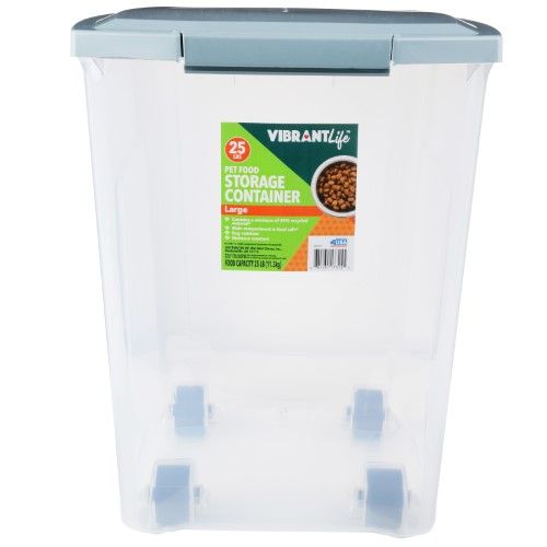 Photo 1 of Vibrant Life Plastic Pet Food Storage Container with Locking Lid 25 Lb Capacity