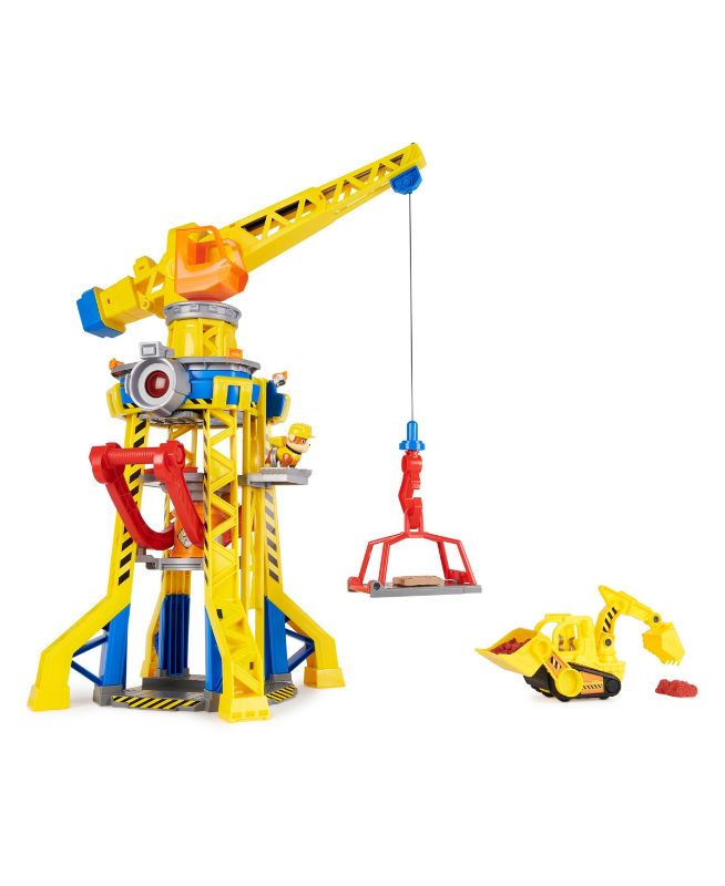 Photo 1 of Rubble & Crew, Bark Yard Crane Tower Playset with Rubble Action Figure, Toy Bulldozer Kinetic Build-It Play Sand, Kids Toys for Boys Girls 3 Plus - Mu
