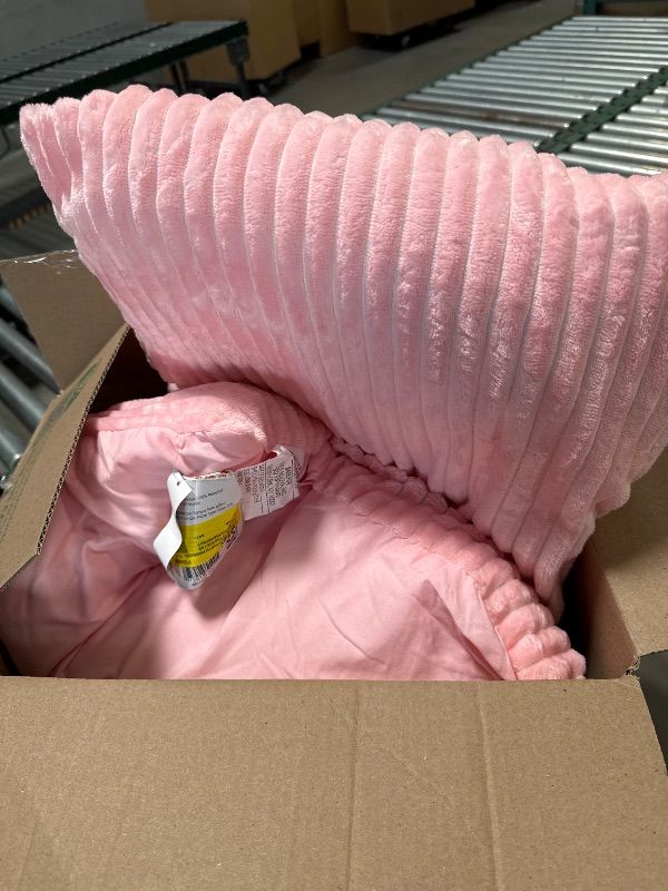 Photo 1 of Your Zone Ribbed Body Pillow with Removable Cover, Pink
