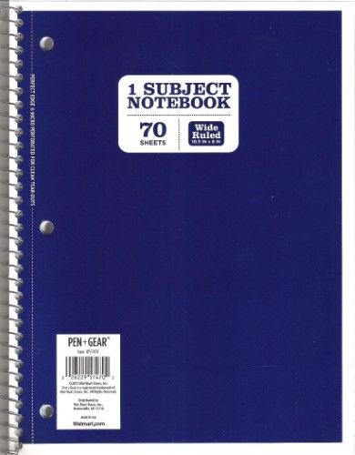 Photo 1 of Pack of 5 Pen+Gear 1-Subject Notebook Wide Ruled Blue 70 Sheets
