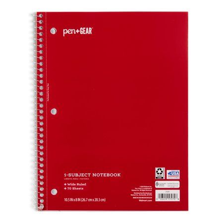 Photo 1 of Pack off 5 Pen + Gear 1-Subject Spiral Notebook, College Ruled, 70 Pages, Red