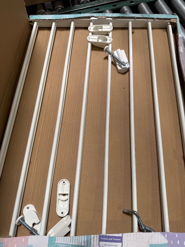 Photo 1 of Regalo 2-in-1 Extra Wide Stairway and Hallway Walk ThroughBaby Safety Gate, Hardware Mounting, White 24"x40.5"x28.5"(Pack of 1)