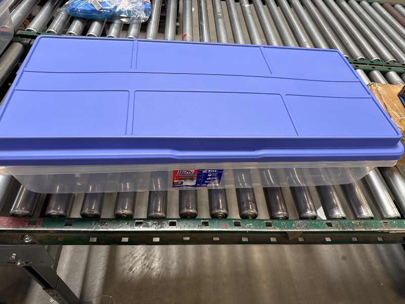 Photo 1 of Hefty 63 Qt. Clear Storage Bin with Blue HI-RISE Lid
