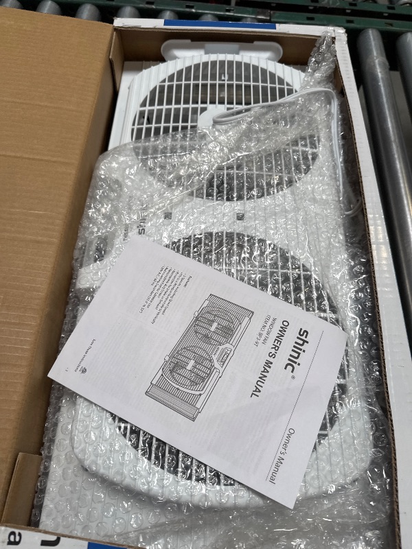 Photo 1 of Shinic 9 3-Speed Twin Window Fan with Removable Bug Screen Fully Assembled (22“ to 33-1/2 ) White
