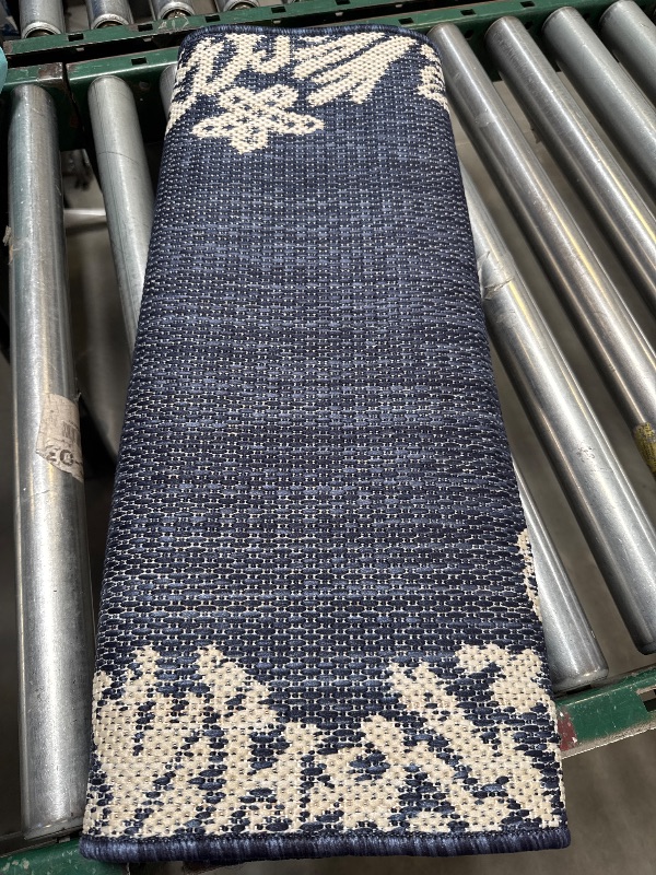 Photo 1 of Eco Coastal Navy 2 Ft. X 8 Ft. Indoor/Outdoor Runner Rug
