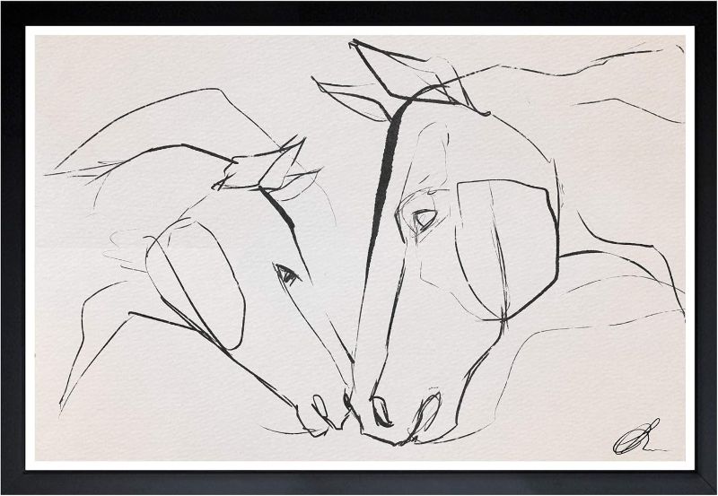 Photo 1 of Wynwood Studio Animals Framed Wall Art Prints 'Mother and Colt II' Home Décor, 19" x 13", Black, White
