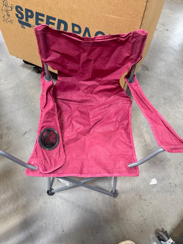 Photo 1 of Ozark Trail Basic Quad Folding Camp Chair with Cup Holder, Red
