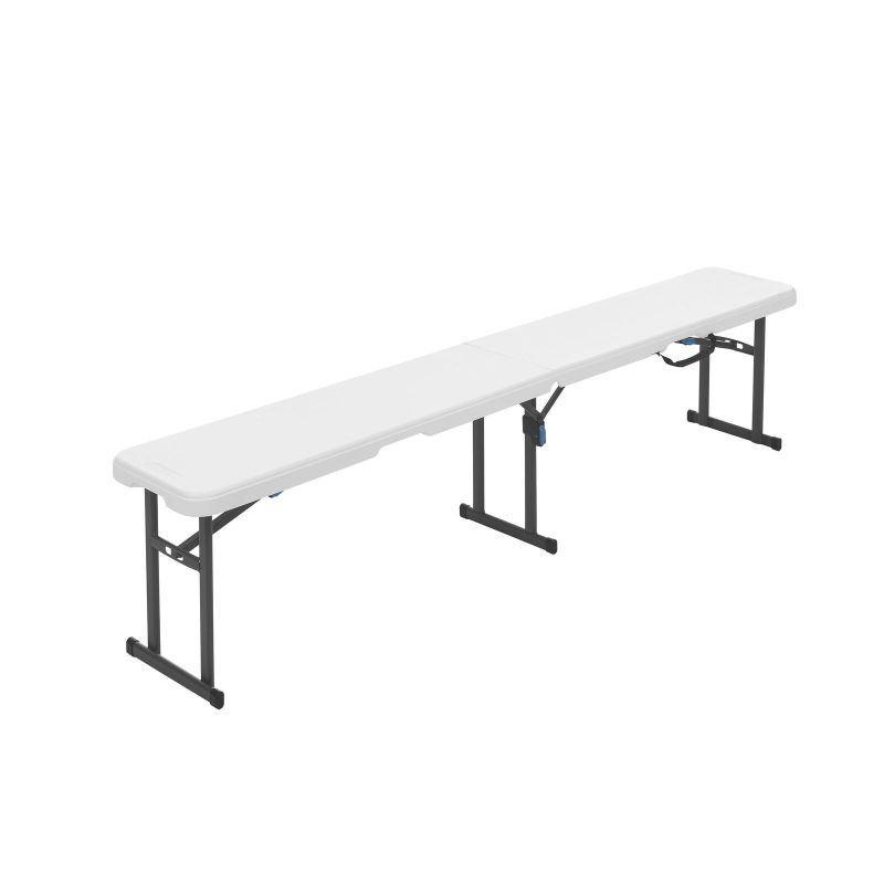 Photo 1 of 6 Foot Fold-in-Half Bench,Steel Frame, Ndoor Outdoor,Includes Carry Handle,White