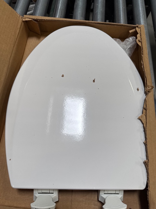 Photo 1 of Bemis 1500EC 390 Lift-Off Wood Elongated Toilet Seat, Cotton White (Pack of 1)