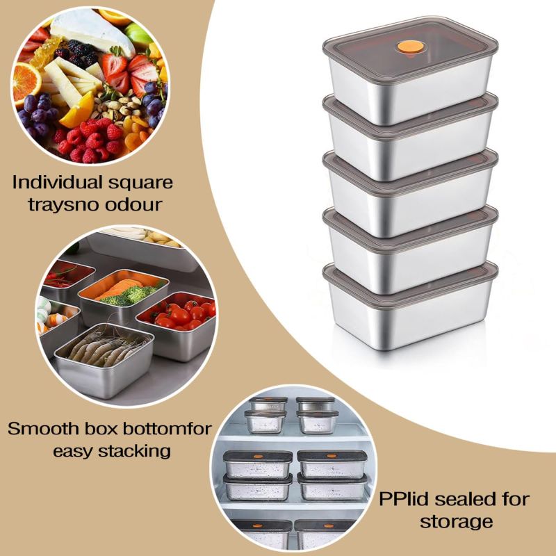Photo 1 of 6Pcs Stainless Steel Food Storage Containers with Lids 