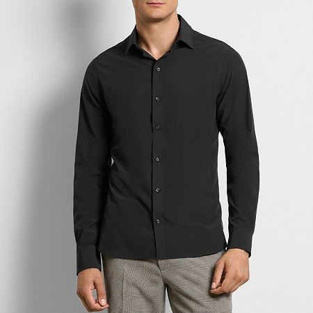 Photo 1 of Van Heusen Mens Long Sleeve Slim Fit Button-Down Shirt, X-large, Black