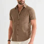 Photo 1 of mutual weave Mens Short Sleeve Regular Fit Stretch Fabric Button-Down Shirt size small