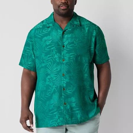 Photo 1 of St. John's Bay Button-Down Mens Short Sleeve Breathable Big and Tall Camp Shirt, 3x-large, Blue