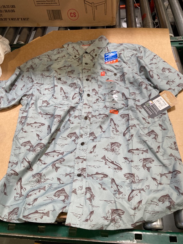 Photo 1 of American Outdoorsman Mens Short Sleeve Regular Fit Button-Down Shirt, Medium, Green