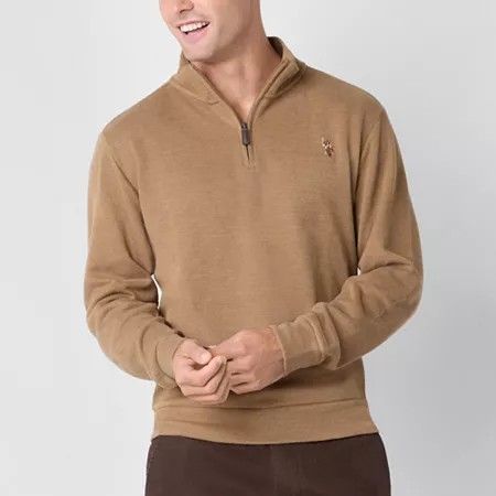 Photo 1 of U.S. Polo Assn. Flatback Mens Mock Neck Long Sleeve Quarter-Zip Pullover, X-large, Brown