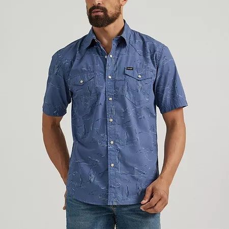 Photo 1 of Wrangler® Men S Premium Short Sleeve Patterned Shirt size m 