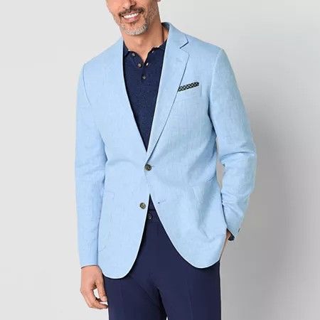 Photo 1 of Stafford Men's Linen Cotton Classic Fit Sport Coat, 42 Regular, Blue